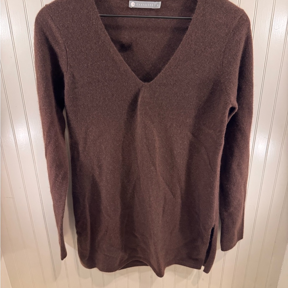 3/$30 Brown S Cashmere Incashmere V-Neck Women's Sweater